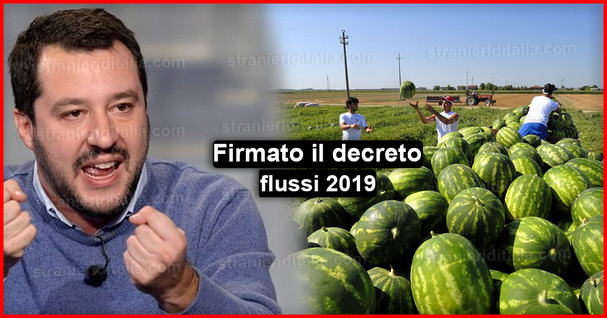 Firmato il decreto flussi 2019 - Ultime notizie !