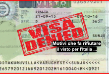 Motivazioni per il rifiuto di un visto per l'Italia 2019