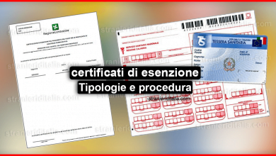 Tipologie di certificati di esenzione