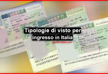 Tipologie di visto per ingresso in Italia
