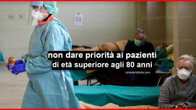 Proposta di togliere la priorità ai pazienti con coronavirus di età superiore agli 80 anni