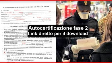 Autocertificazione fase 2 modulo pdf