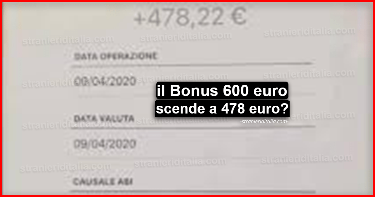 Bonus 600 euro scende a 478 euro netti: attenzione alla bufala sociale!