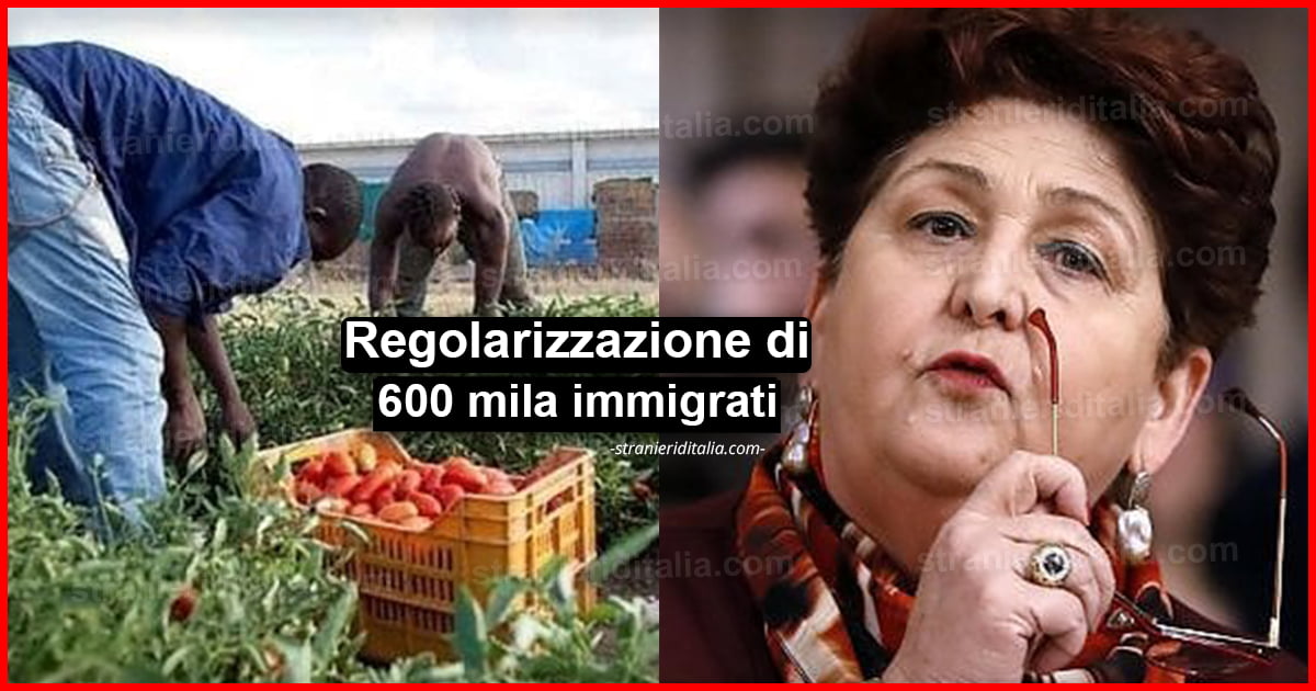 Bellanova: Regolarizzazione di 600 mila immigrati tra braccianti e colf