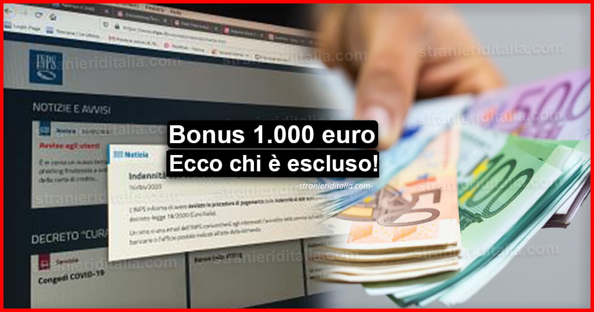 Bonus 1.000 euro decreto Rilancio: Ecco chi è escluso!