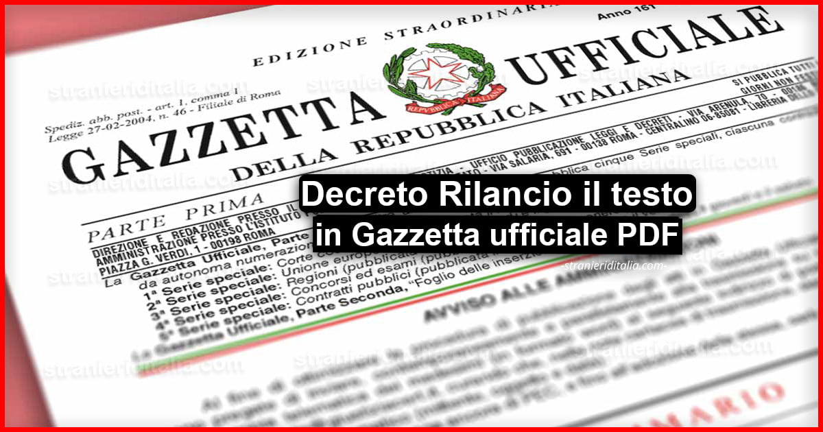 Gazzetta Ufficiale Decreto Rilancio >> Modello PDF