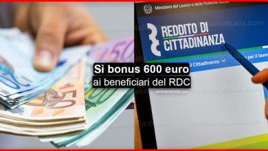 Reddito di cittadinanza: sì bonus 600 euro ai beneficiari. Ecco come