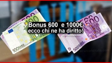 Bonus 600 euro e 1000 euro: ecco chi ne ha diritto