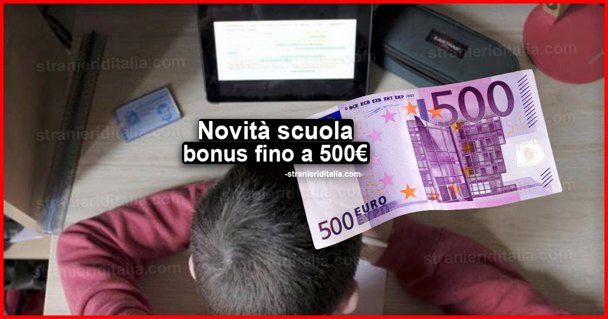 Novità scuola: bonus fino a 500 euro per famiglie nel PNR