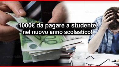 1000 euro da pagare a studente nel nuovo anno scolastico