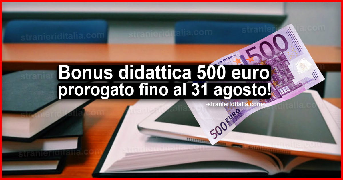 Bonus didattica 500 euro 2020, prorogata fino al 31 agosto