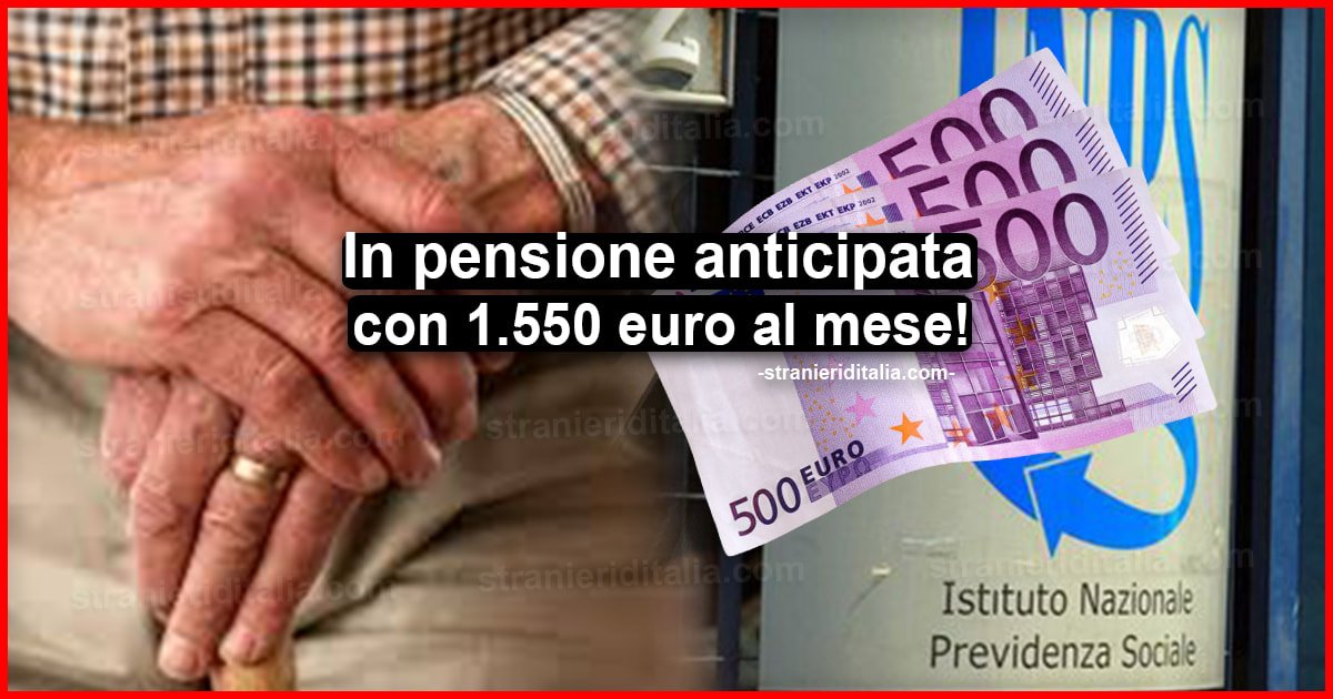 In pensione anticipata con 1.550 euro al mese 2020