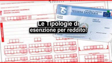 Le tipologie di esenzione per reddito riportate sulla ricetta medica