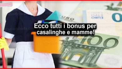 Tutti i bonus per casalinghe e mamme: ecco a lista completa