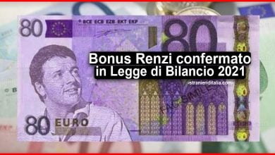 Bonus Renzi confermato in Legge di Bilancio 2021
