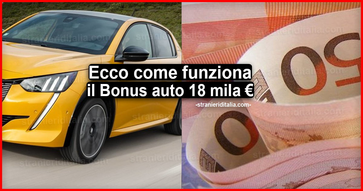 Bonus auto fino a 18 mila euro fino al 2021