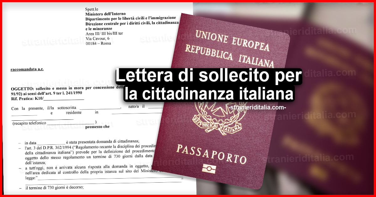 Lettera di sollecito per la cittadinanza italiana: La pratica del sollecito