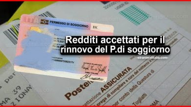 Redditi accettati per il rinnovo del permesso di soggiorno