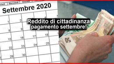 Reddito di cittadinanza pagamento settembre