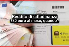 Reddito di cittadinanza persona sola: 780 euro al mese, quando
