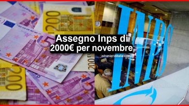 Assegno Inps di 2000 euro per novembre: Ecco per chi