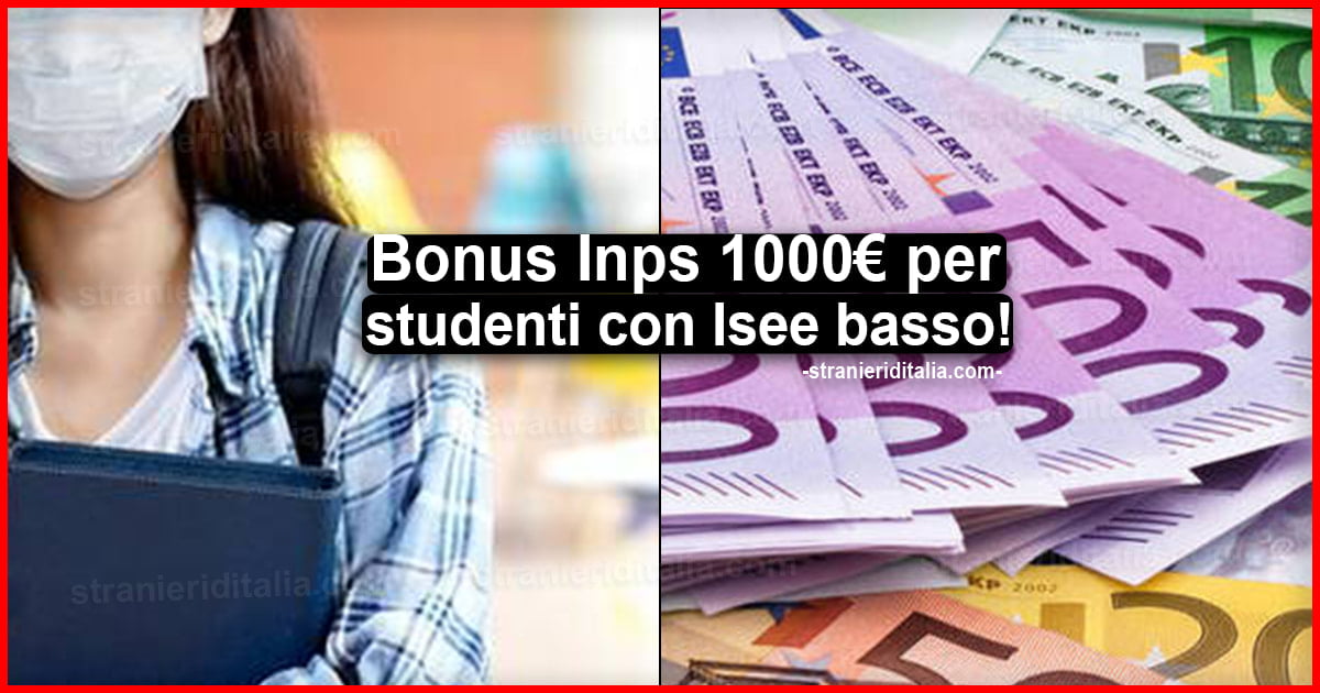 Bonus Inps 1000 euro per studenti con Isee basso