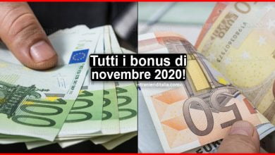 Bonus novembre 2020: ecco le date dei pagamenti