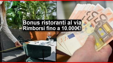 Bonus ristoranti al via! Rimborsi fino a 10.000€
