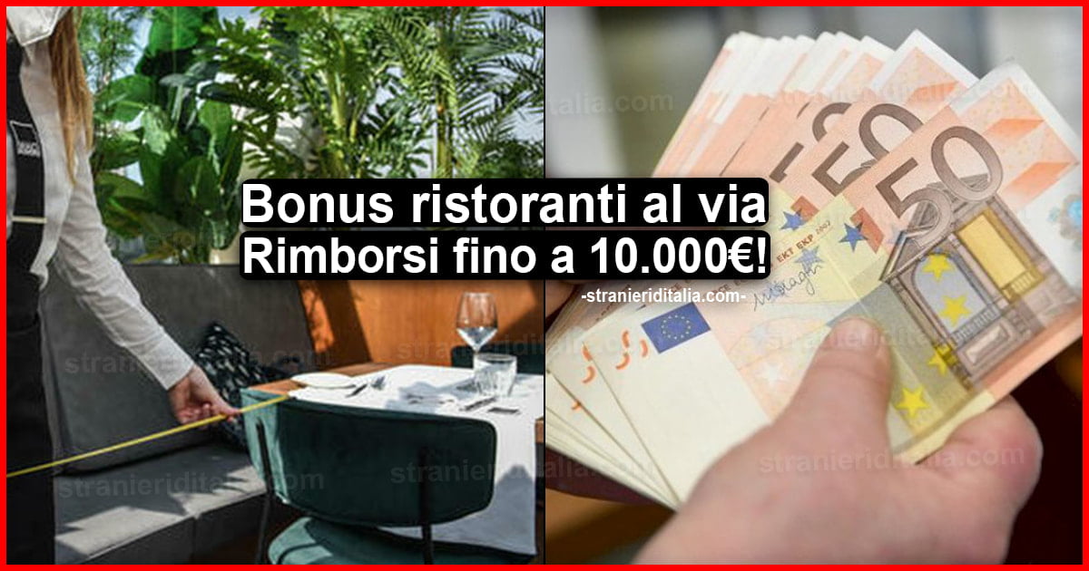 Bonus ristoranti al via! Rimborsi fino a 10.000€