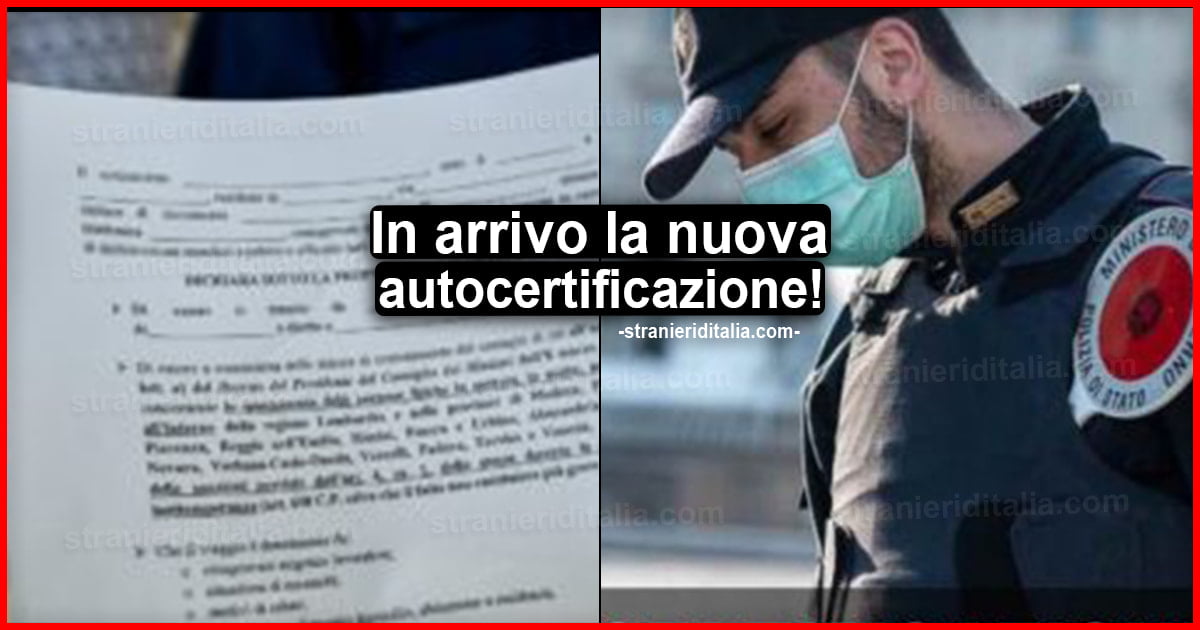 Nuova autocertificazione COVID-19