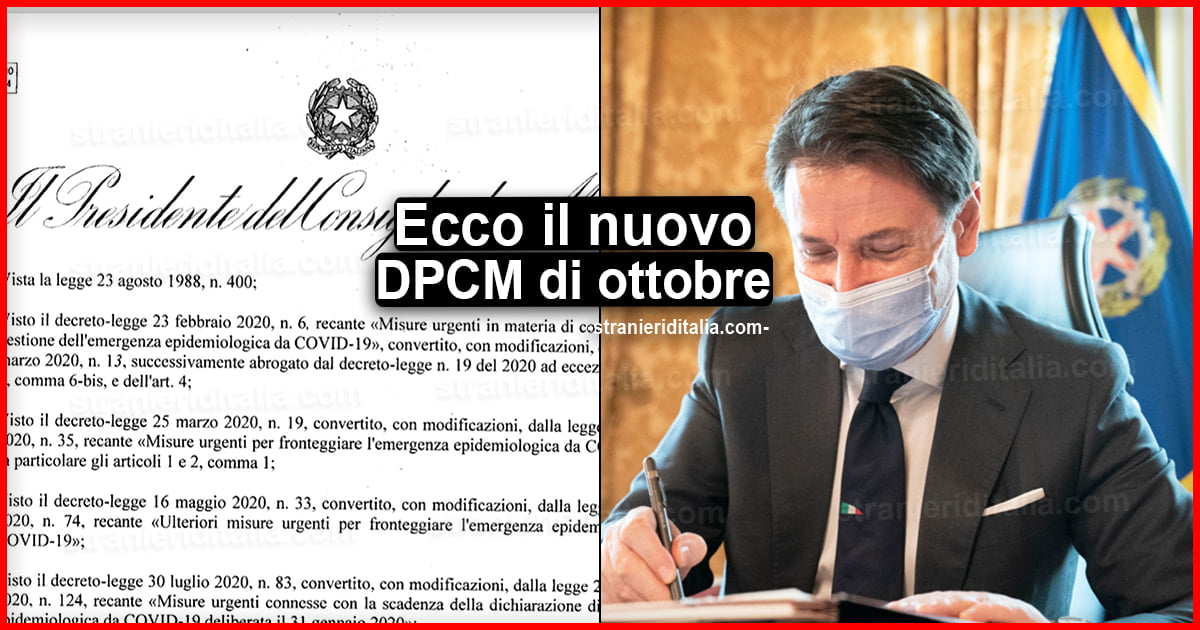 Nuovo DPCM di ottobre: ecco il decreto firmato da Conte