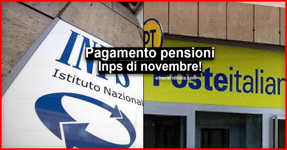 Pagamento pensioni Inps di novembre: il calendario di Poste Italiane