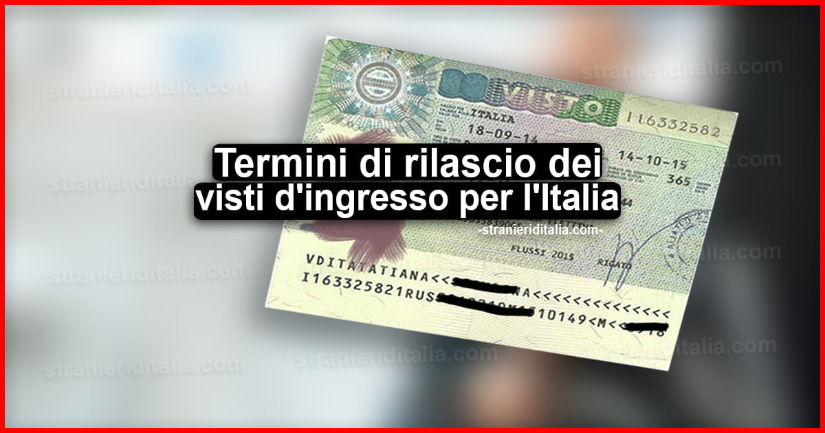 Termini di rilascio dei visti d'ingresso per l'Italia: Organi competenti, procedura, motivi e costi