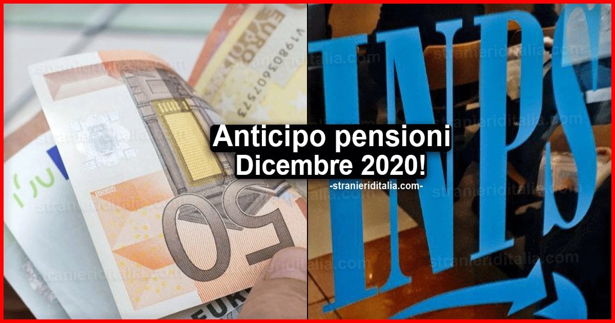 Anticipo pensioni Dicembre 2020 e bonus tredicesima