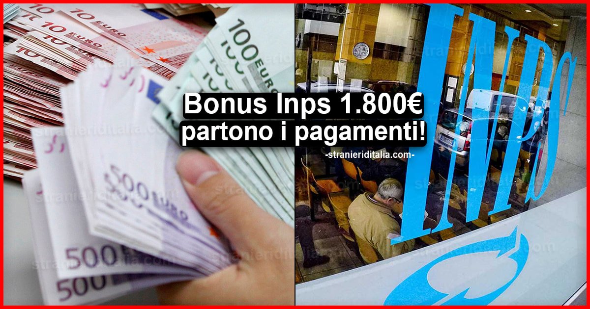 Bonus Inps 1.800 euro, partono i pagamenti. A chi arriva