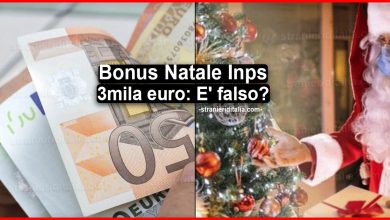 Bonus Natale Inps 3mila euro: E' falso