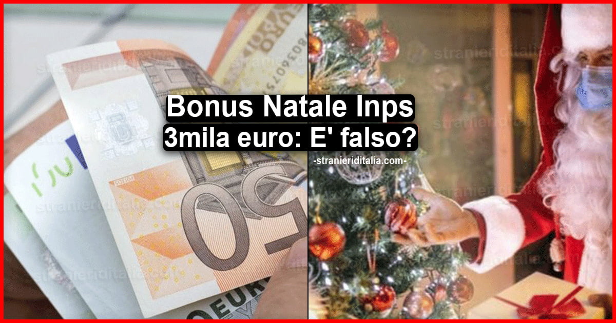 Bonus Natale Inps 3mila euro: E' falso