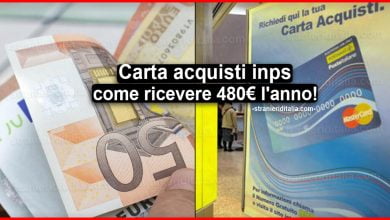 Carta acquisti inps, ecco come ricevere 480 euro l'anno