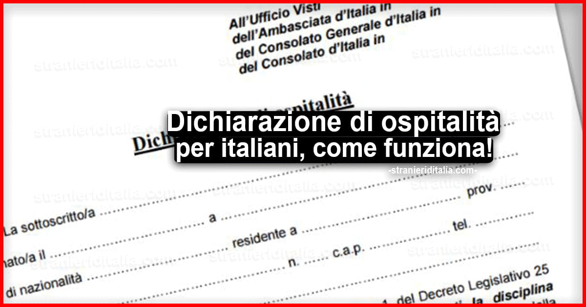 Dichiarazione di ospitalità per italiani