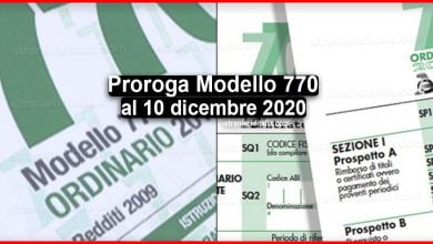 Modello 770: proroga al 10 dicembre 2020