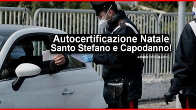 Autocertificazione Natale, 26 e Capodanno