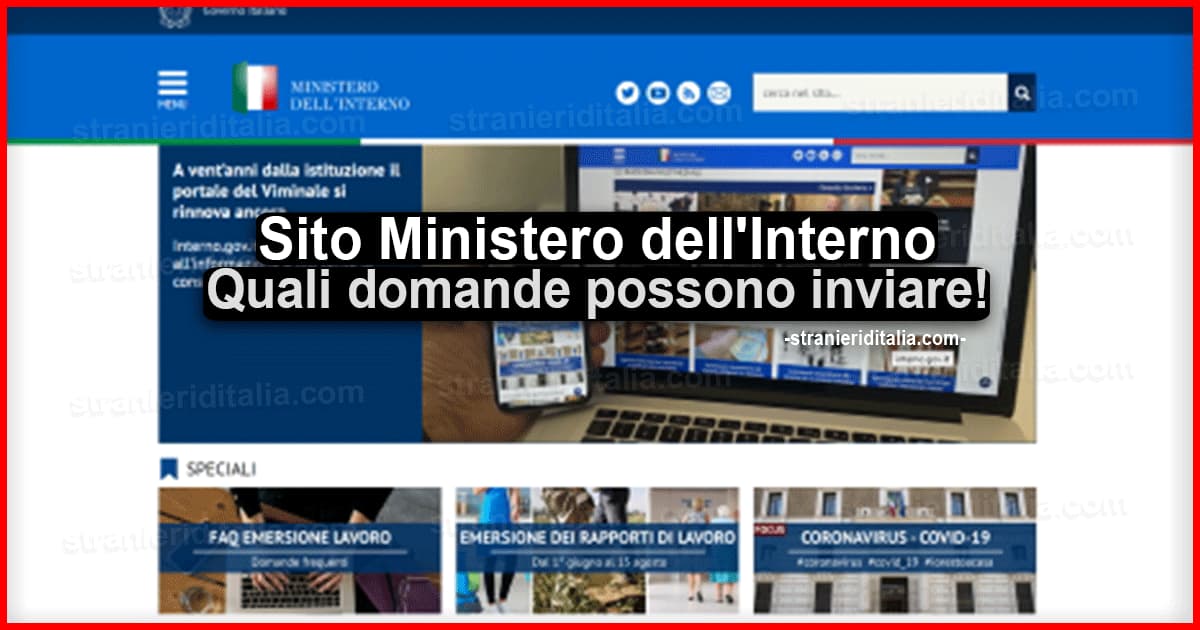 Sito Ministero dell'Interno: Quali domande possono inviare