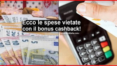 Spese vietate con il cashback: ecco quelle ammesse
