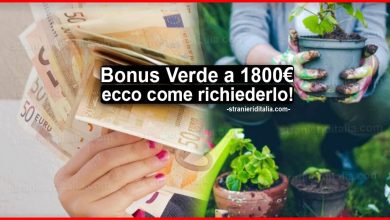 Bonus Verde 2021 a 1800 euro: ecco come richiederlo