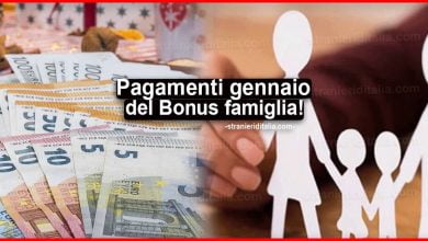 Bonus famiglia pagamenti gennaio: ecco le date in arrivo