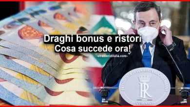Draghi bonus e ristori: Cosa succede ora