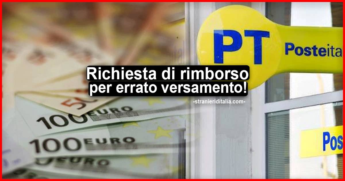 Richiesta di rimborso per errato versamento postale (Pratiche motorizzazione)