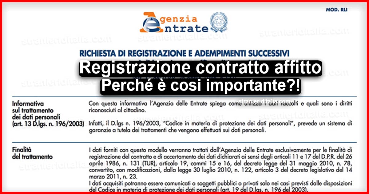 Registrazione contratto affitto: Perché è cosi importante per gli stranieri in Italia