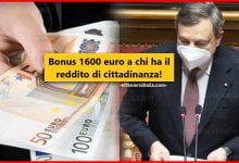 Bonus 1600 euro a chi ha il reddito di cittadinanza!